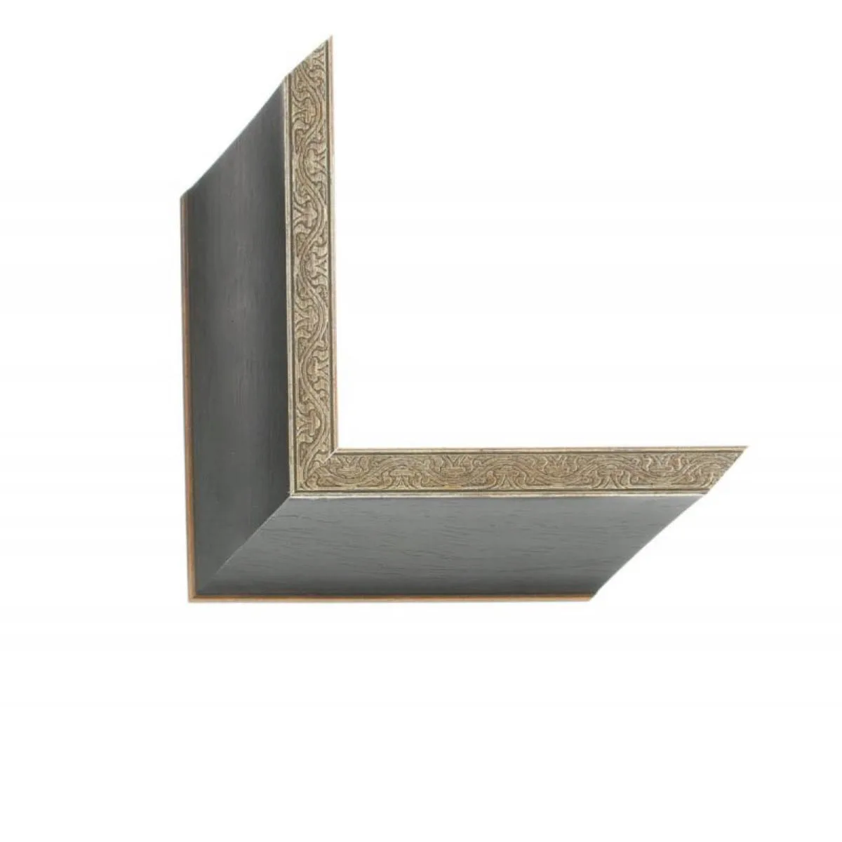 2-3/8" Palladio Carved Black/Silver Leaf